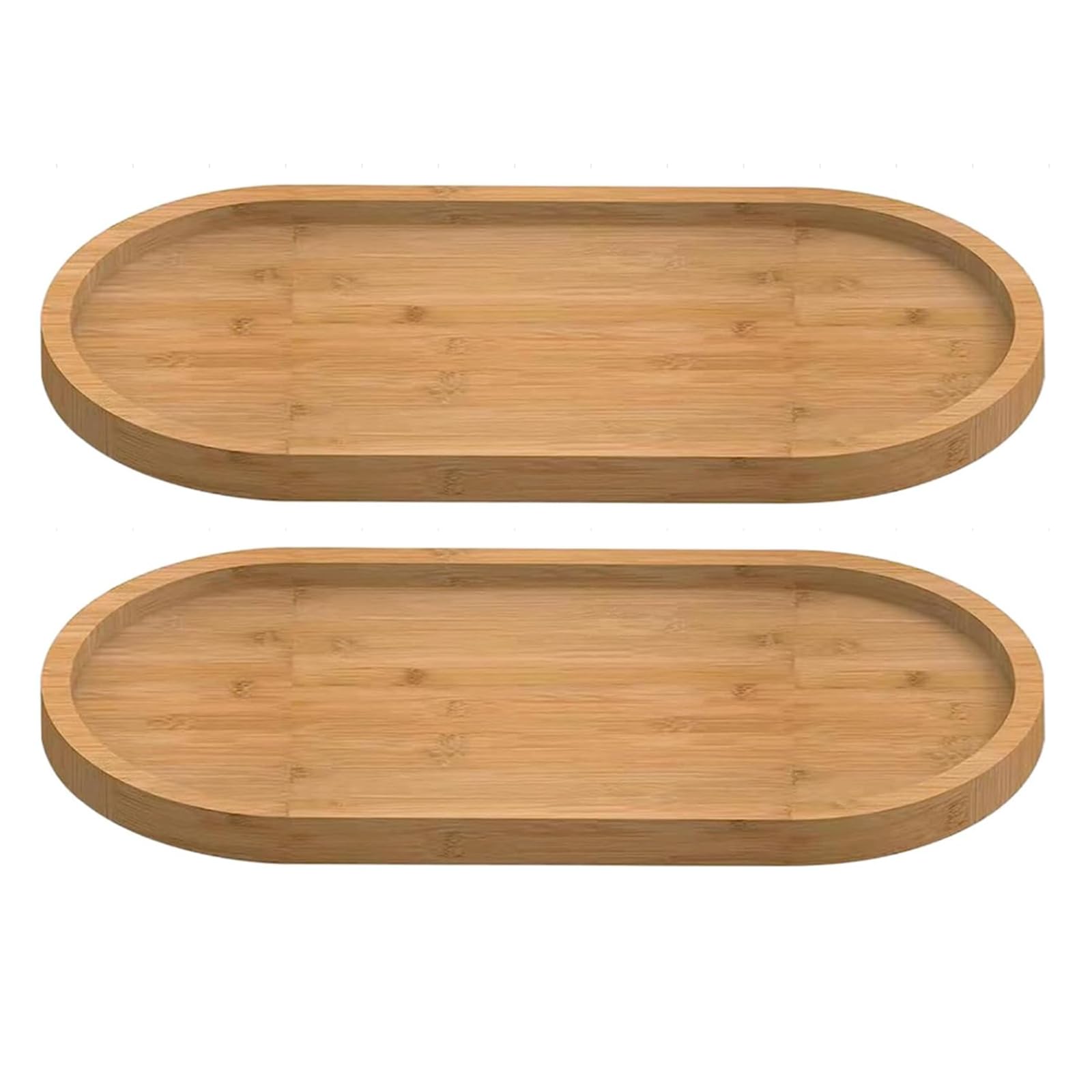 WPNCYK 2pcs Bamboo Oval Trays, Rustic Brown Wooden Trays, Multifunctional Oval Bamboo Tray for Tea, Coffee, Storage, Plant Pot Holder