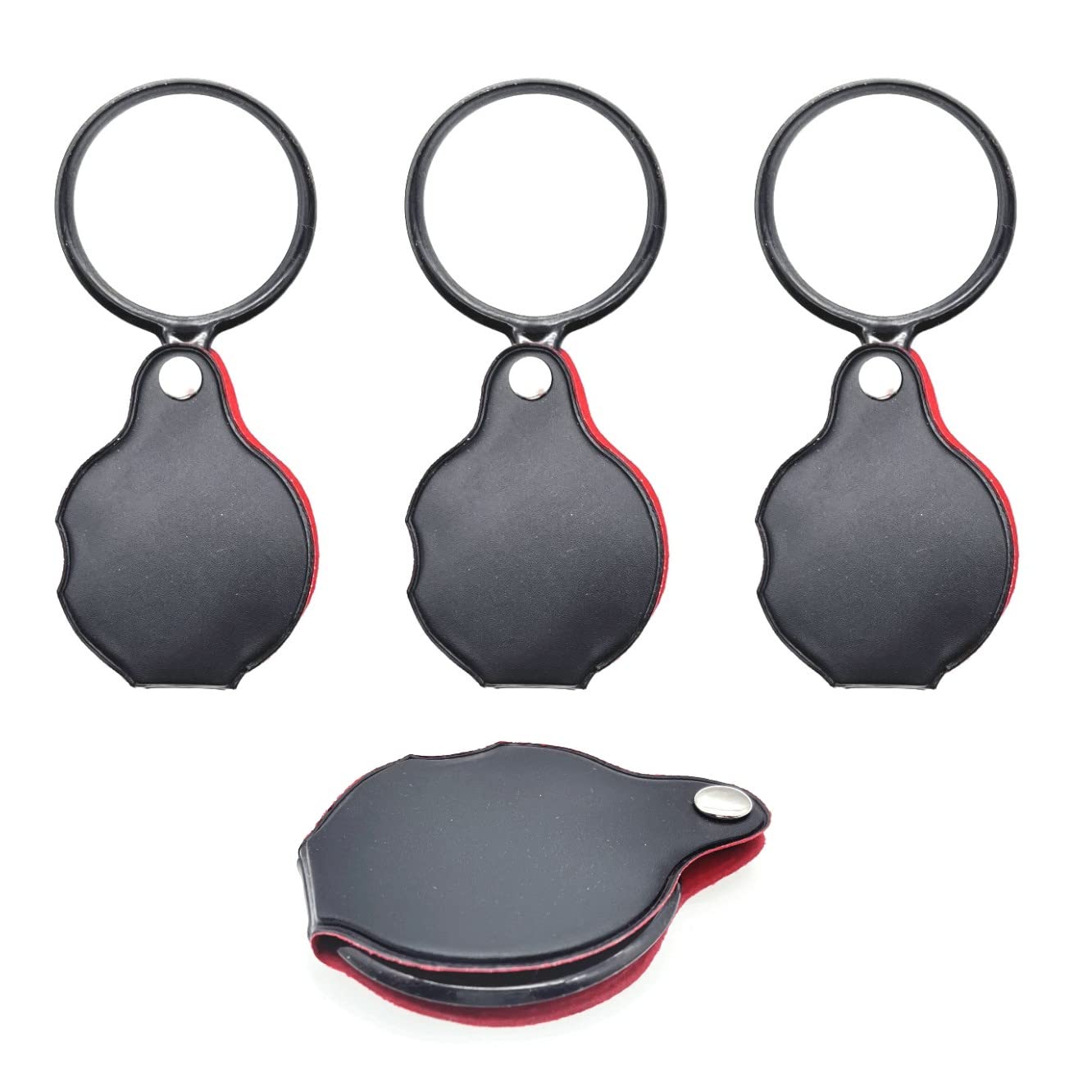 JZK 3Pcs Foldable Pocket Magnifying Glass Mini, Optical Glass Small Pocket Magnifier for Reading/Hobbies, Little Magnifier Glass With Leather Protective Cover