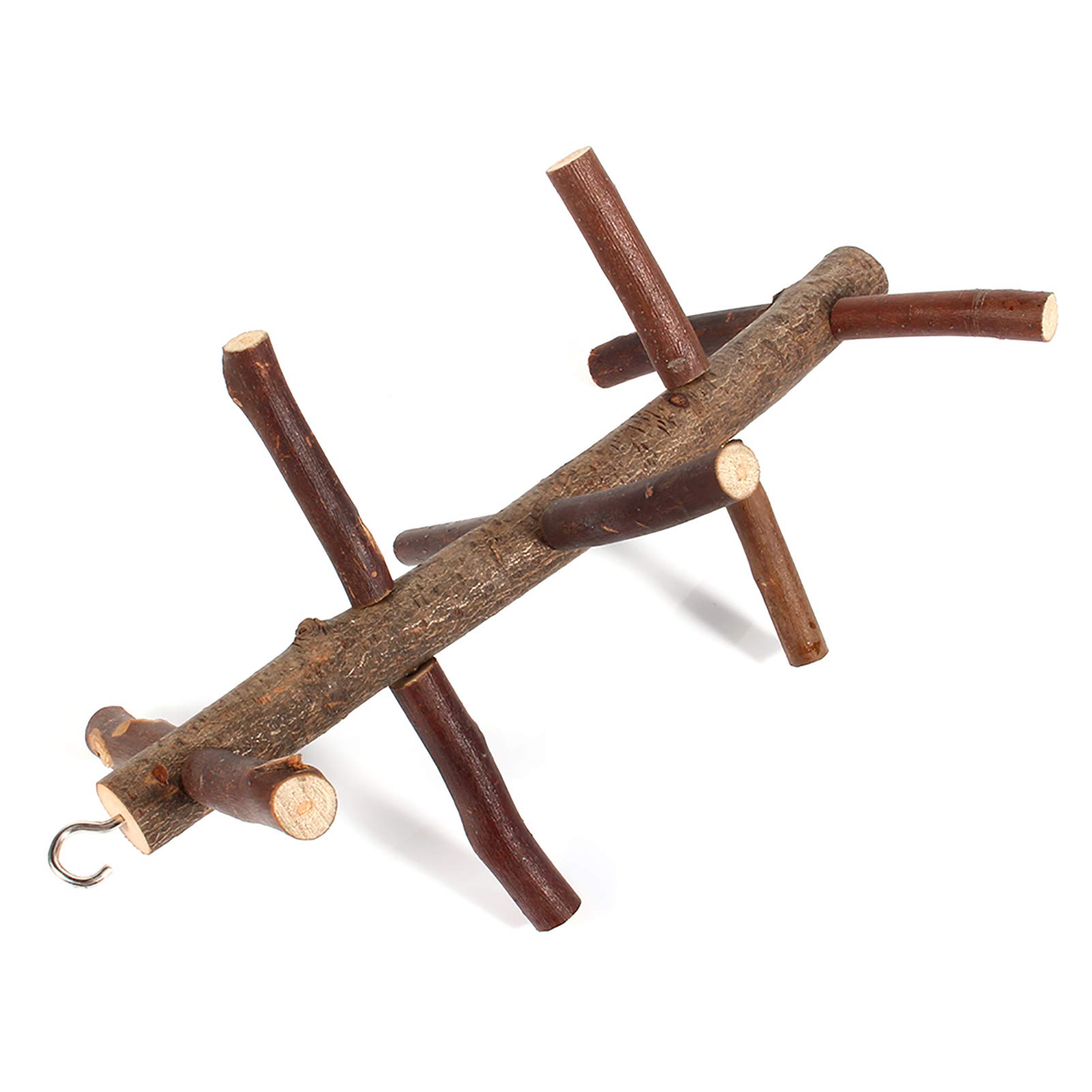 Bird Perch, Natural Wood Bark Rotating Ladder Parrot Cage Stand Toy for Budgies Parakeet Cockatiel Cockatoo Conure Lovebird