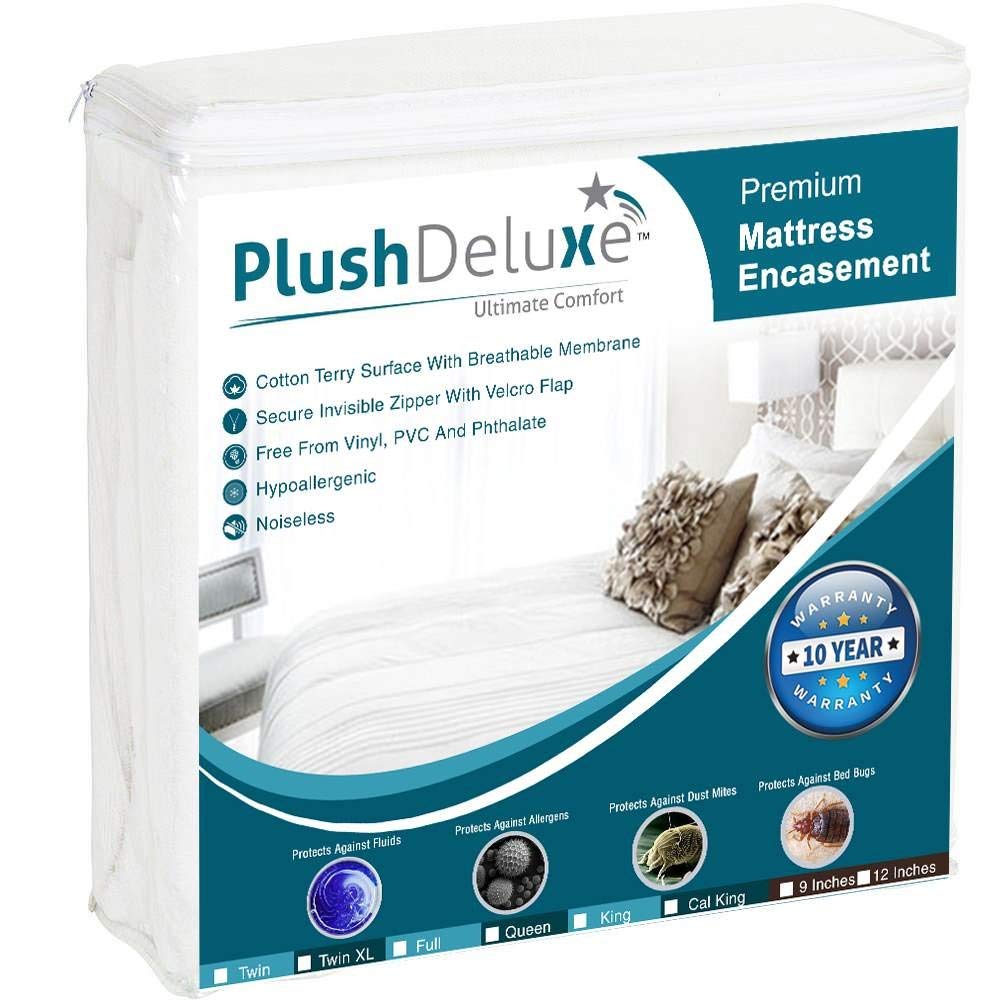 Photo 1 of Twin-XL 39X80 Size Mattress Encasement - Zippered Waterproof, Bedbug Proof, College Dorm Size, 6-Sided Protection - Hypoallergenic Cotton Terry Fabric 9-12" Depth