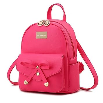 Alice Cute Pink Mini PU Leather Backpack Fashion Small Daypacks Purse for Girls and Women