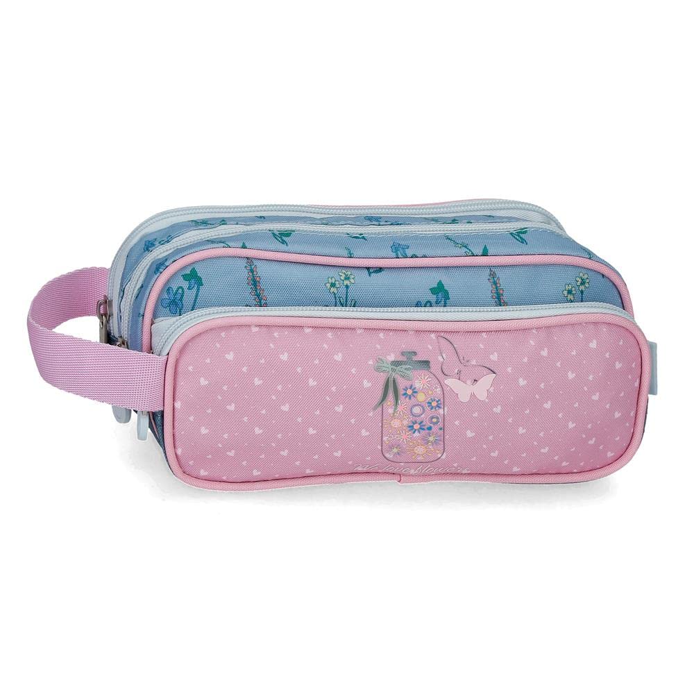 Enso Pink Triple Pencil Case 22 x 10 x 9 cm Polyester, Triple Case