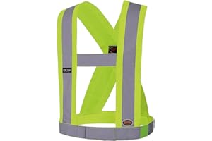 Pioneer 4-Inch Wide Adjustable Lightweight High Visibility Safety Sash, Reflective Stripe, Yellow/Green, V1040360-O/S