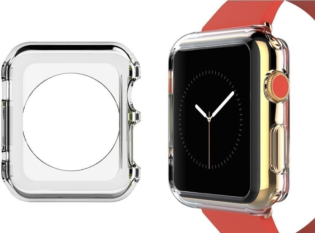 Apple Watch Case, Helithium [Super-Thin] Apple Watch 38mm Cover Case SlimNEW [Liq-Crystal] [Crystal Clear] Premium Semi-transparent Super Lightweight / Exact Fit / Absolutely NO Bulkiness Soft TPU Case for Apple Watch Sport Edition 38mm (2015) - (Crystal Clear)