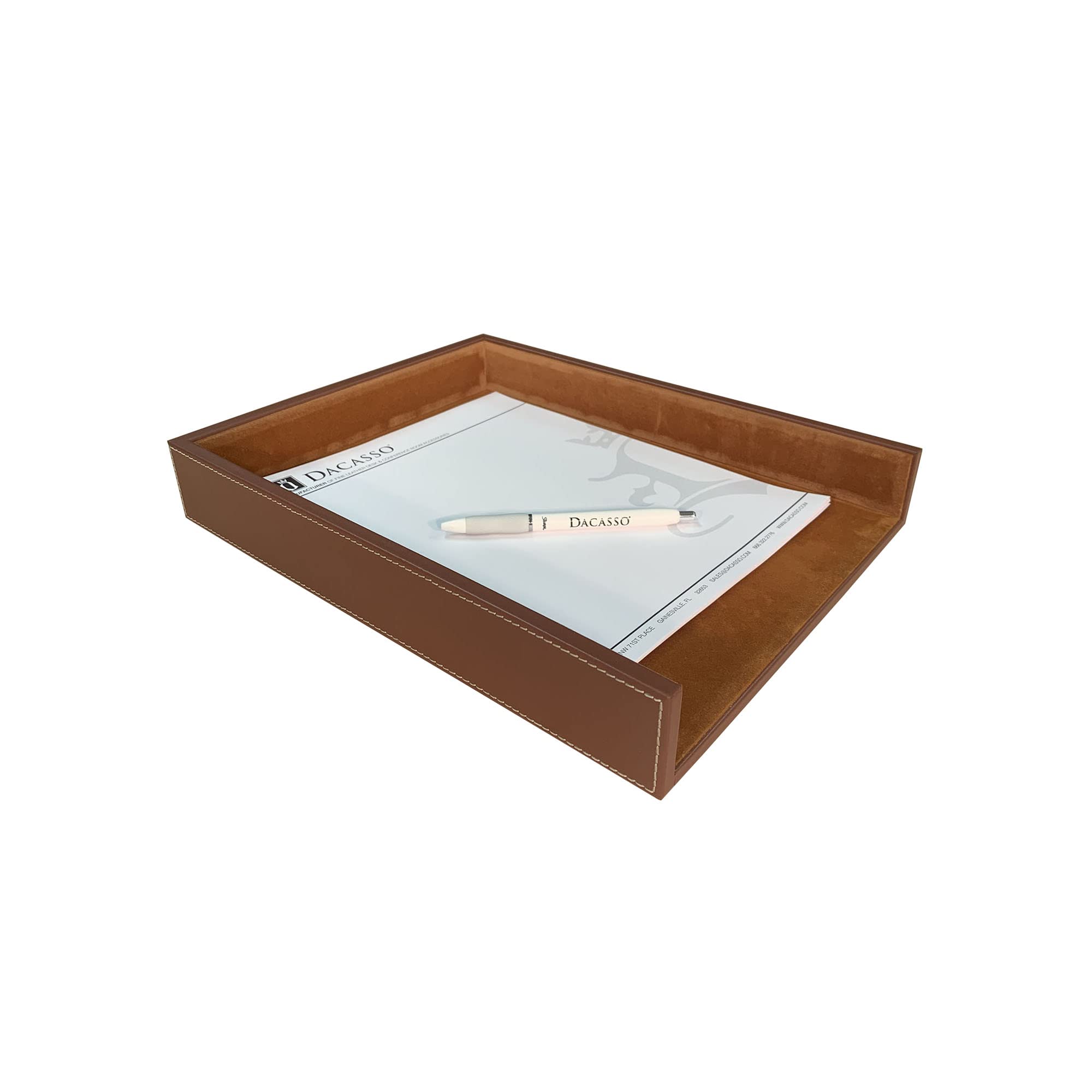 Dacasso Rustic Brown Leather Letter Tray, 34.59 x 26.97 x 5.08 cm