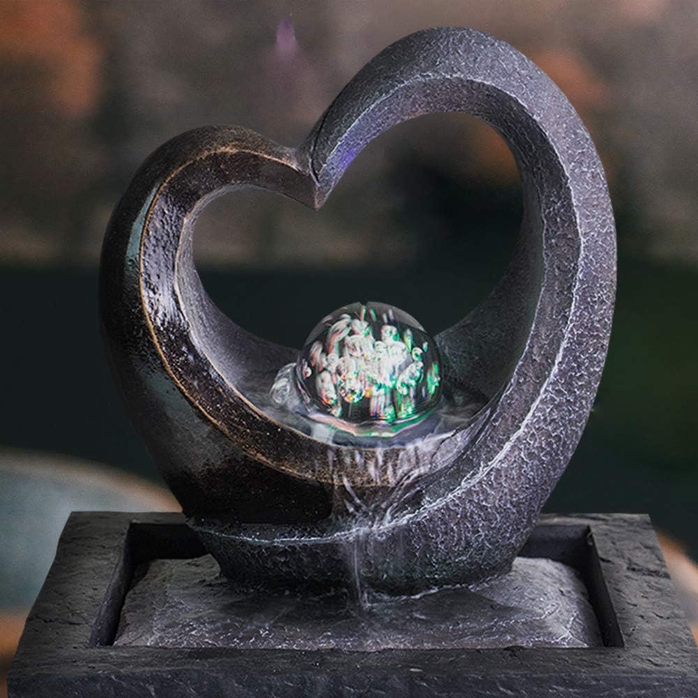 Ferrisland Tabletop Water Garden Zen Fountain with LED Light, Fountain Fengshui Indoor Decoration – Zen Meditation Tabletop Decorative Waterfall Kit with Submersible Pump for Office and Home Decor: Home & Kitchen
