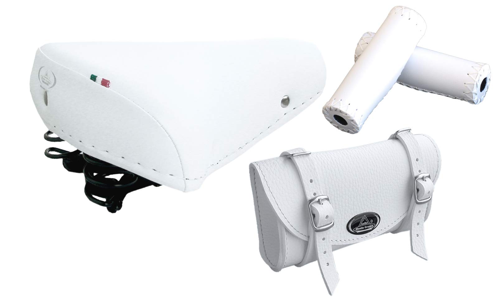 Tris Montegrappa (White): Vintage Saddle MOD. 07/F + Grips + Bag MOD. 0016