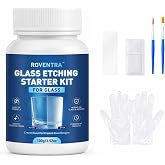 Glass Etching Cream Kit, Create Permanent Matte Frosted Glass Designs, Long‑Lasting Etching Supplies with Stencils, Gloves &amp; Scraper for Glasses, Mugs, Jars, Mirrors DIY Crafts(3.52oz-Halloween Set)