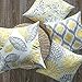 Phantoscope Set of 4 New Living Series Leaf Geometric Yellow and Grey Throw Decorative Pillow Cover Cushion Cover 18 x 18 inches 45 x 45 cm