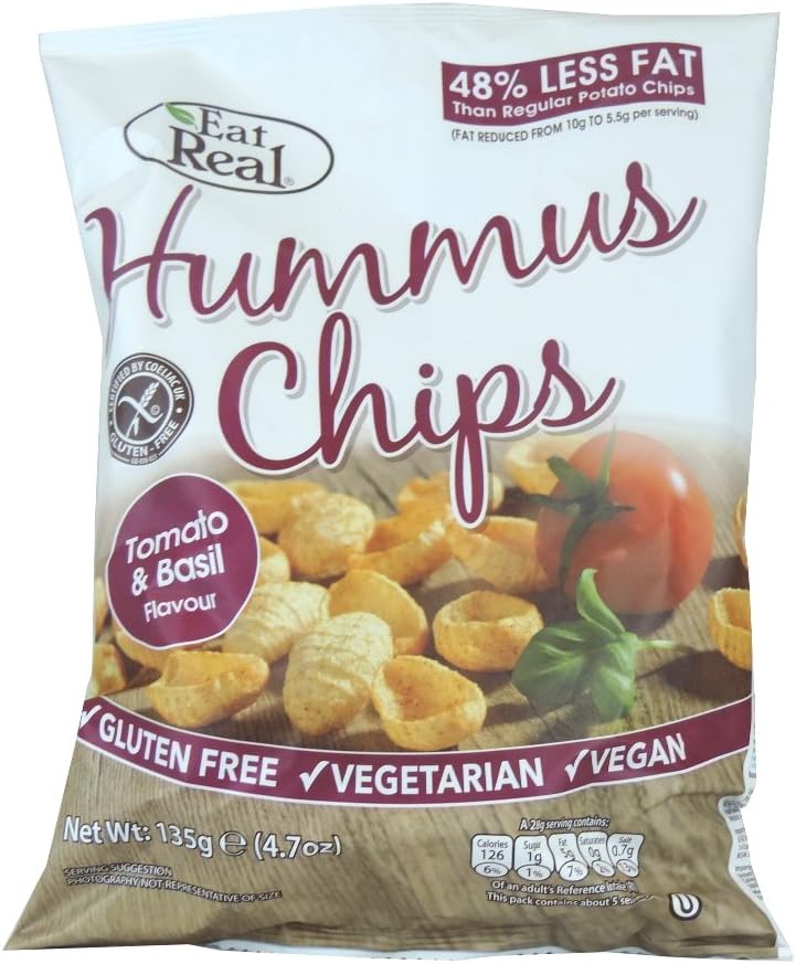 Eat Real - Hummus Chips - Tomato & Basil - 135g (Pack of 12)