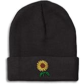 Speedy Pros Beanies for Men Sunflower A Embroidery Skull Cap Winter Hats for Women Acrylic One Size