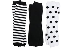 juDanzy 3 Pair Baby Boy And Girl Leg Warmers Black and White Stripes (One Size)