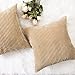 Home Brilliant Decorative Pillow Cover 26 x 26 Plush Velvet Corduroy Striped Throw Euro Pillow Sham Cushion Cover for Sofa, 26x26 inches (66cm), Taupe