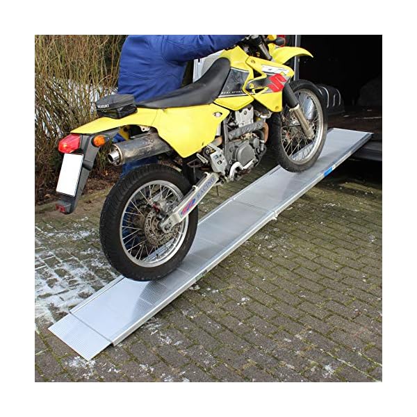 TRUTZHOLM Alu Auffahrrampe klappbar 307 cm extra lang 450 kg Traglast geriffelt Motorradrampe bewegliche Auflage anpassungsfÃ¤hig Flacher Auffahrwinkel Tragegriff grau – Bild 3