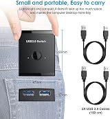 Ruelen KVM USB 3.0 Hub Switcher 1 PC Sharing Keyboard Mouse Printer 2 Devices view 6