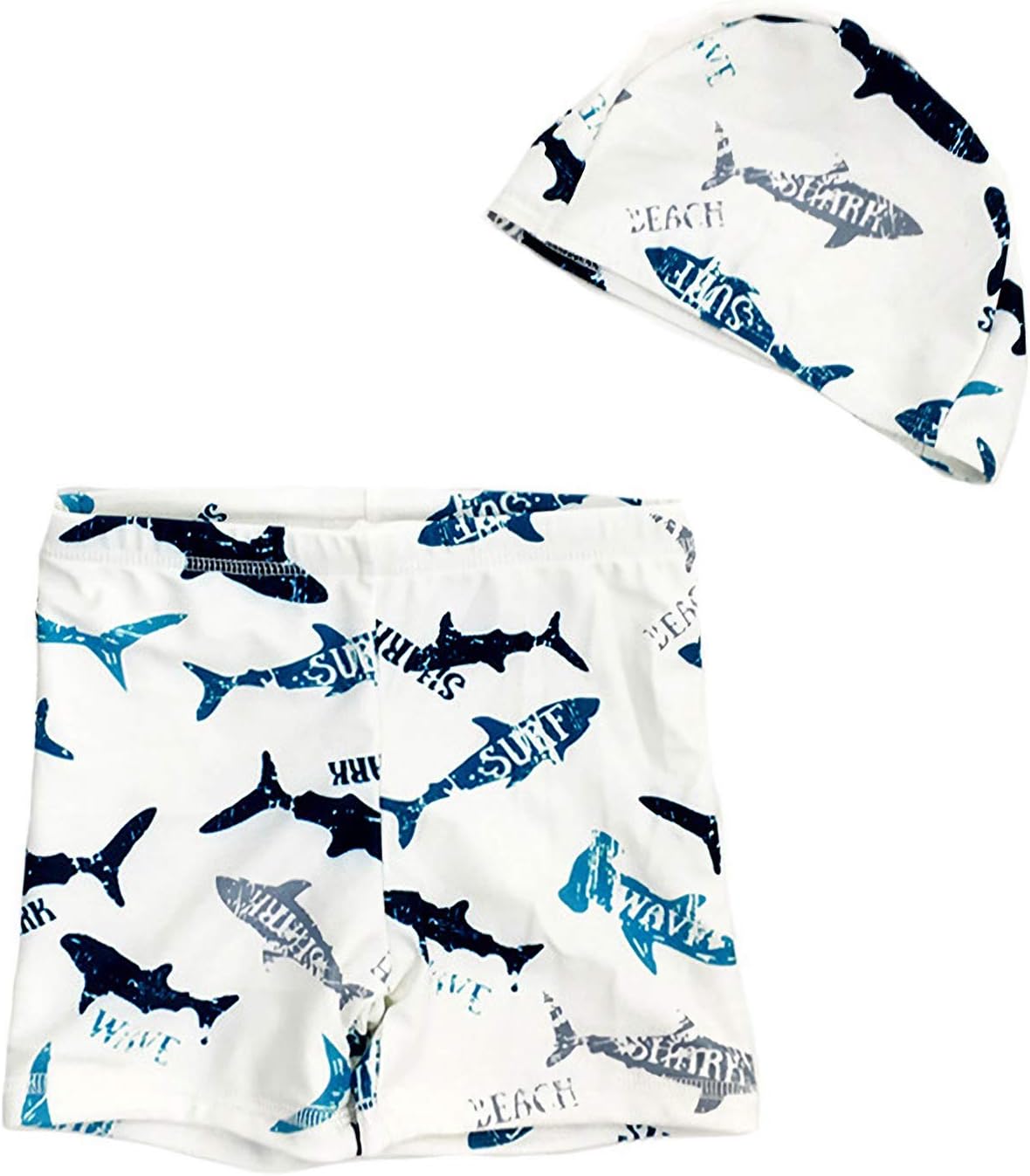 Koupa Boys' Dinosaur Quick Dry Beach Swim Trunk Swim Cap Set Swimsuit
