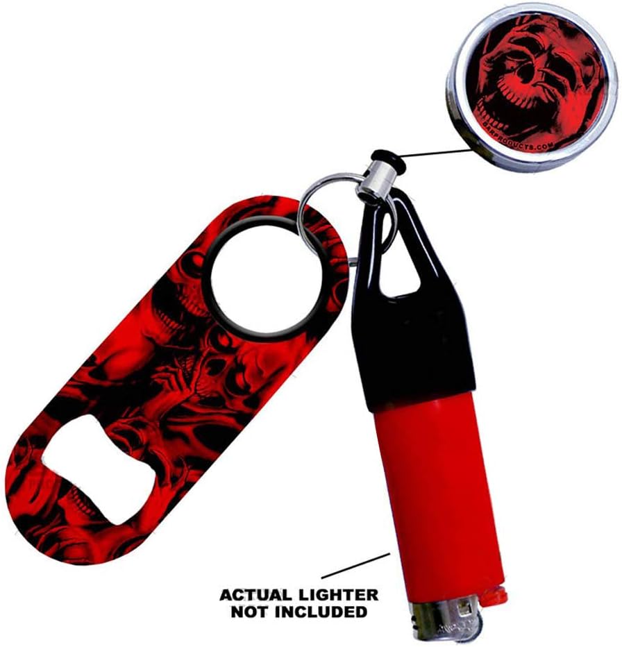 LIGHTER LEASH Kolorcoat™ Mini Opener, Reel Clug Set - Evil Skulls