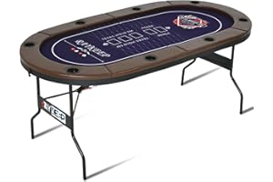 RAYKEEP Poker Table Foldable, 8 Player Folding Poker Tables w/Collapsible Legs, Casino Grade Felt, Padded Rails and Cup Holders, Portable Poker Table for Texas Holdem Poker and Blackjack, 71 Inch
