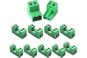 kuosbiu 10 Set 2 Pin 2.54 mm Pitch Screw Terminal Block Connector for 28-16AWG, Pluggable Quick Connector-Phoenix Type Connector
