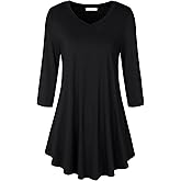 BAISHENGGT Women's V Neck 3/4 Sleeve Tunic Tops for Leggings Casual Dressy T-Shirts Blouses