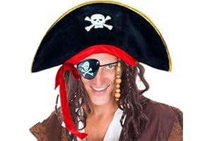 D-FOKES D-Foxes Pirate Hat Party Captain Costume Cap Halloween Masquerade Cosplay Accessories Props with Eye Patch