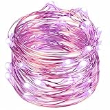String Lights,Oak Leaf 2 Set of Purple Micro 30 Leds Romantic Rope Lights Battery Operated on 9.8 Ft Long Ultra Thin String Copper with CR2032 Battery For Home Bedroom Party