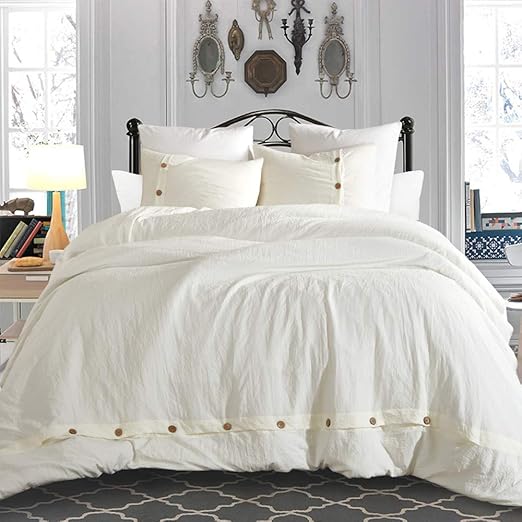 Amazon Com Duvet Cover Queen Size 3 Piece Cream Lightweight Soft