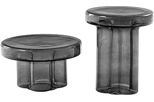 Glass Coffee Table - Unique Petal Design Exquisite Blown Glass Modern Glass Side Table - Small Luxury Glass Accent Table for 