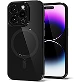 Svanove for iPhone 14 Pro Max Phone Case Silicone Magnetic, Compatible with Magsafe Case Cute for Women, Girly Glossy Jelly Rubber Thin Slim Hard Plastic Mag Safe & Camera Cover Protection, Black