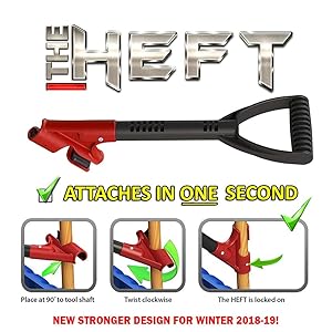 The Heft Plus Secondary Back Saver Handle for Snow Shovels and Garden Tools as Seen on Dragon's Den (Canada Shark Tank) (1 ct., Standard)