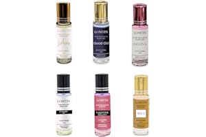 Lomitin Fragrance Perfume Oils for Women, Designer Inspired, 6 Pack (12ml each), Impressions of J'dore, Good Girl, Delina, Valentine Milano, No. 5, Her