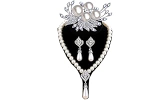 la luen Pearl Bride Wedding Jewelry Set Faux Pearls Crystal Rhinestone Necklace Earrings Bracelet Sets for Women Bridesmaid Wedding Parties Dates Everyday Wear