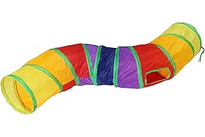 Bemodst Cat Tunnel for Indoor Cats Large,Cat Tubes and Tunnels Collapsible S-Shape Cat Tubes Kitty Tunnels Interactive Cat Toy with Storage Bag for Cat Small Dogs Ferret Rabbit (Colored 2-Way)