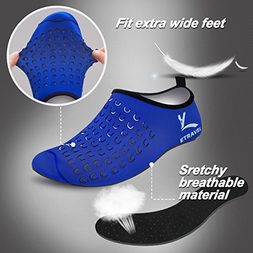 Cevinee Slip-on Water Shoes, Anti-slip Athletic Aqua Socks, for Outdoor Pool Beach Swim Exercise Workout - Blue Dot XXL - Thumbnail 4