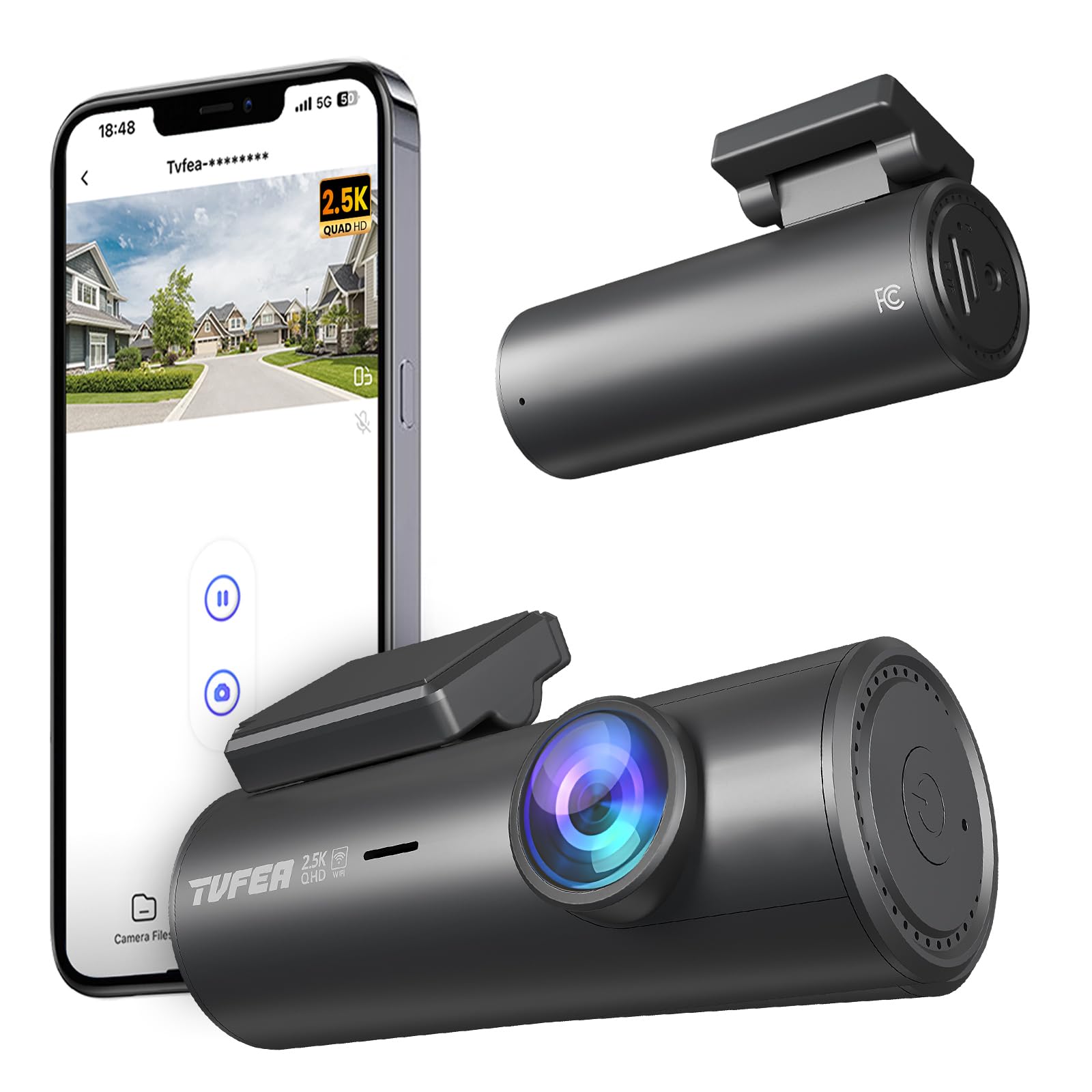 Photo 1 of TVFEA Dash cam,2.5K Dash Camera for Cars,Front Car Camera with Wi-Fi,APP Control,Night Vision,HDR,24H/7 Parking Mode,G-Sensor, Loop Recording,Support 256GB Max, Memory Card is not Included