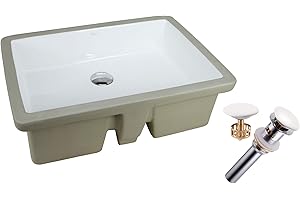 KINGSMAN Rectrangle Undermount Vitreous Ceramic Lavatory Vanity Bathroom Sink Pure White (22 INCH with Pop-up Drain)