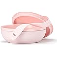 W&P Porter Bowl Lunch Container w/ Protective Non-slip Exterior, Blush 1 Liter | Lid & Snap-tight Silicone Strap | Food Storage, Bento Box, Meal Prep | BPA-Free Ceramic