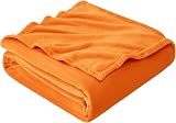 EHEYCIGA Fleece Blanket Orange 150x200cm Twin Size Soft Flannel Throw