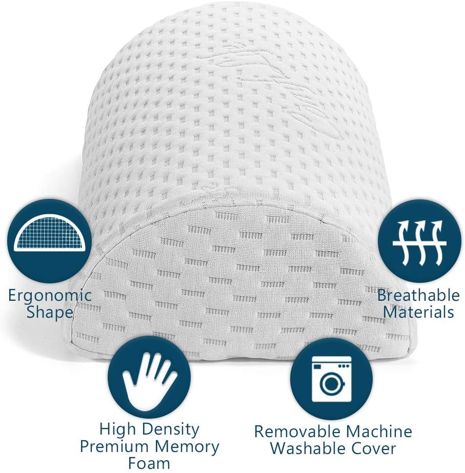 ComfiLife Bolster Pillow for Legs, Knees, Lower Back - 100% Memory Foam Half Moon Pillow - Semi Roll Pillow for Lower Back Pain Relief - Great as Under Knee Pillow, Leg Rest Pillow, Lumbar Pillow: Home & Kitchen