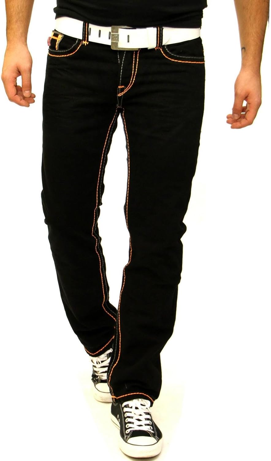 jeans with orange stitching