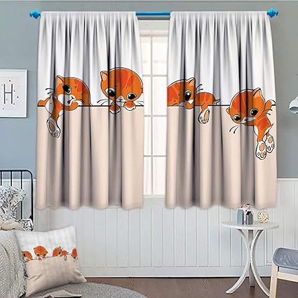 Glandu Cat Lover Decor Blackout Window Curtain Banner With