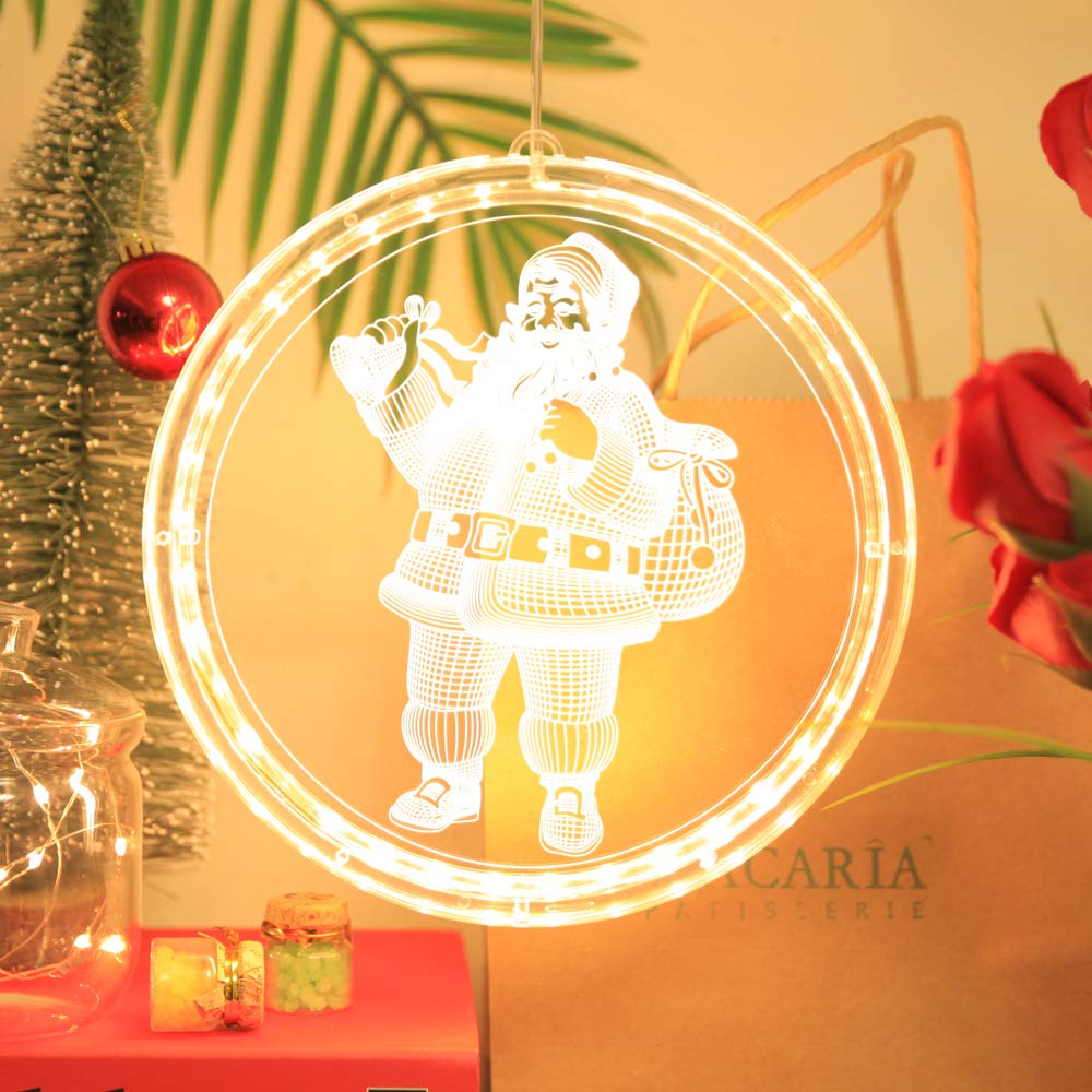 geneic Christmas Decoration LED String Light Window Hanging Decorative 3D String Light Xmas Lantern Christmas Tree Hanging Lights for Indoor Outdoor (Santa Claus)