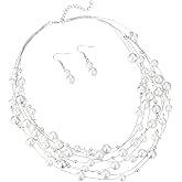 FULU AUTUMN Layered Pearl Necklace Multi-strand Pearl Choker Necklaces for Women Beaded jewelry for Wedding Parties