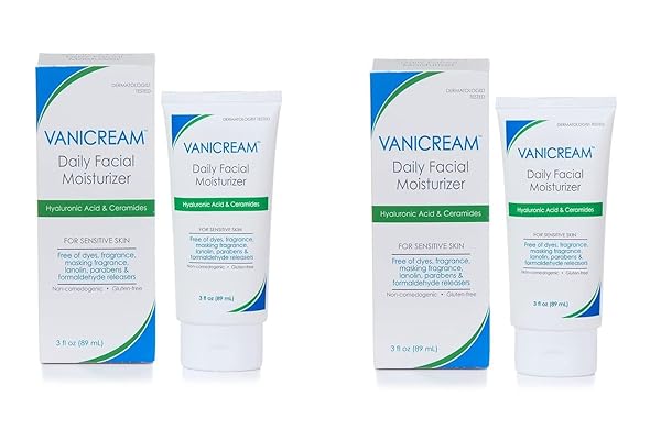 VANICREAM DAILY FACIAL MOISTURIZER WITH CERAMIDES AND HYALURONIC ACID – FORMULATED WITHOUT COMMON IRRITANTS FOR THOSE WITH SENSITIVE SKIN, 3 FL OZ (PACK OF 2)