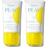 Supergoop! PLAY Mineral Lotion - 1 fl oz, Pack of 2 - Broad Spectrum SPF 30 Sunscreen for Face & Body - Lightweight, Fast Absorbing, Water Resistant - With Green Algae