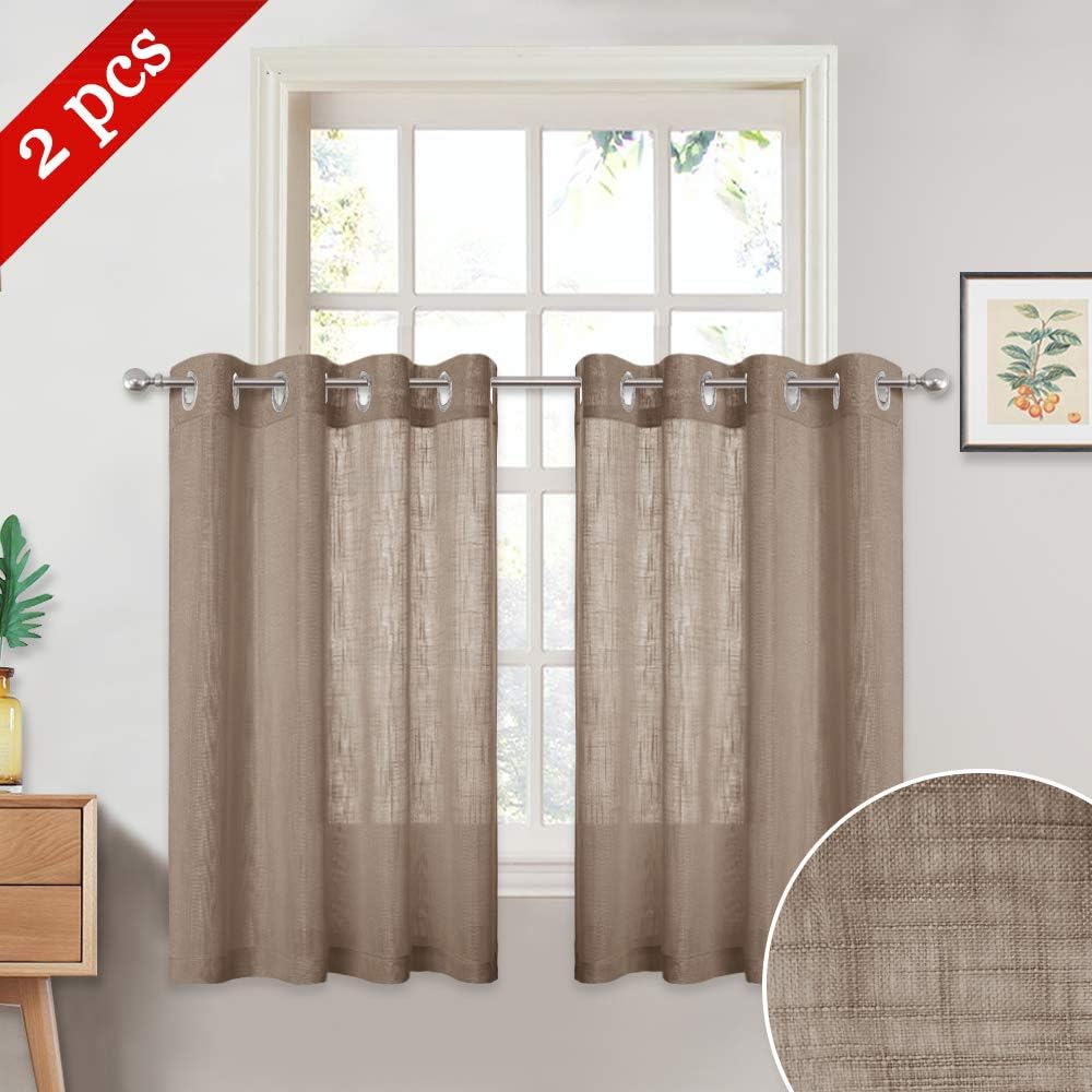 Amazon Com Nicetown Linen Sheer Curtains For Small Windows Semi