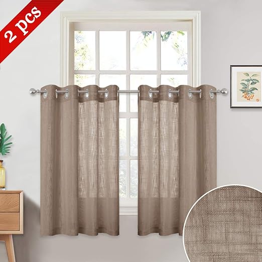 Amazon Com Nicetown Linen Sheer Curtains For Small Windows Semi