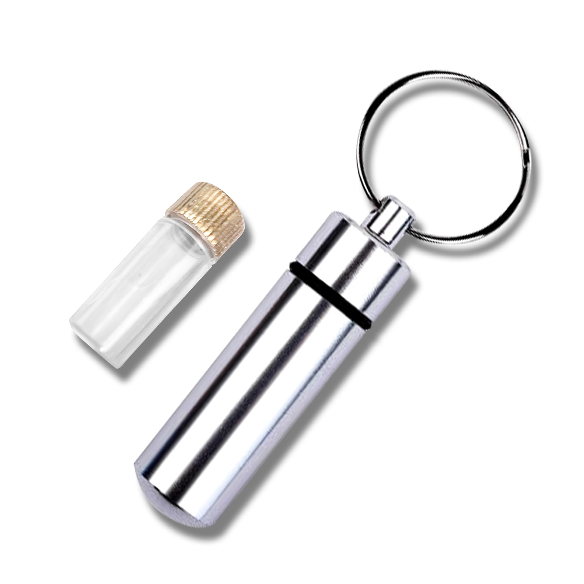 Deseret Deals LDS Oil Vial Keychain with Inner Vial – Leak-Proof Anointing Oil Container for Elders & Missionaries – Compact & Durable Aluminum Holder with Rubber Seal – Silver (1 Pack)