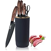 Kitchen Knife Set, 6-Pieces Black Sharp Knife Set for Kitchen, Non-Stick Non-Slip Stainless Steel Chef Knife Set with Univers
