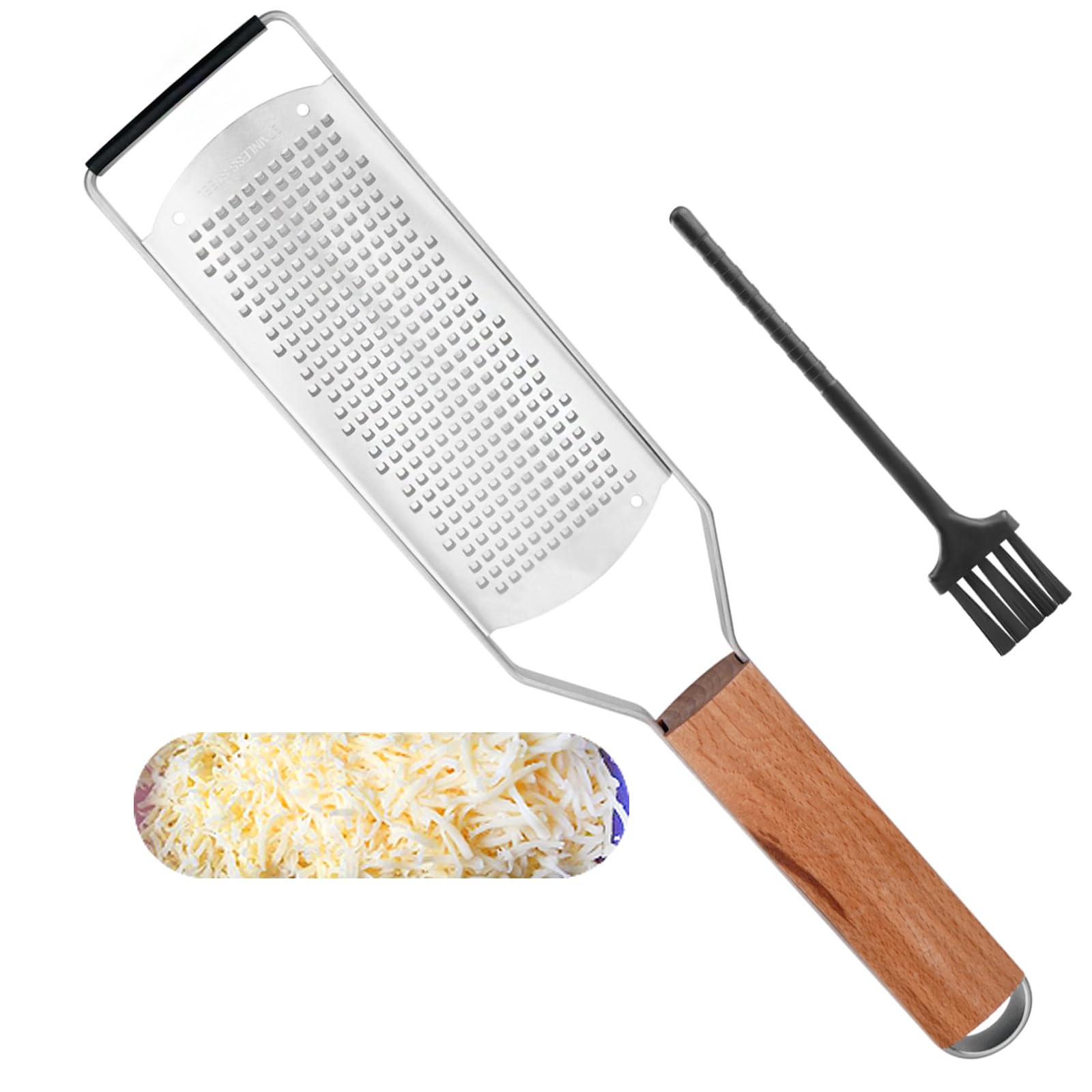 Photo 1 of SHIKORI Professional Cheese Graters for Kitchen Stainless Steel Handheld, Metal Lemon Zester Grater With Wood Handle For Cheese, Chocolate, Spices, Kitchen Gadgets And Tools-Wideboard